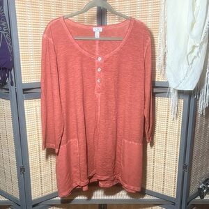 LOGO by Lori Goldstein Women's Heathered Orange Tunic